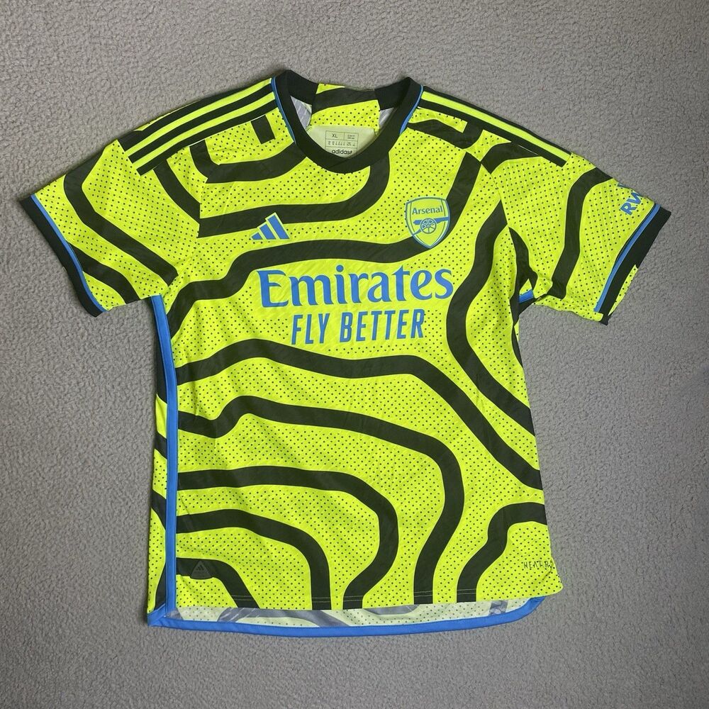 Arsenal Jersey Adidas Men XL Neon Green Away Jersey 2023-2024 Football Soccer